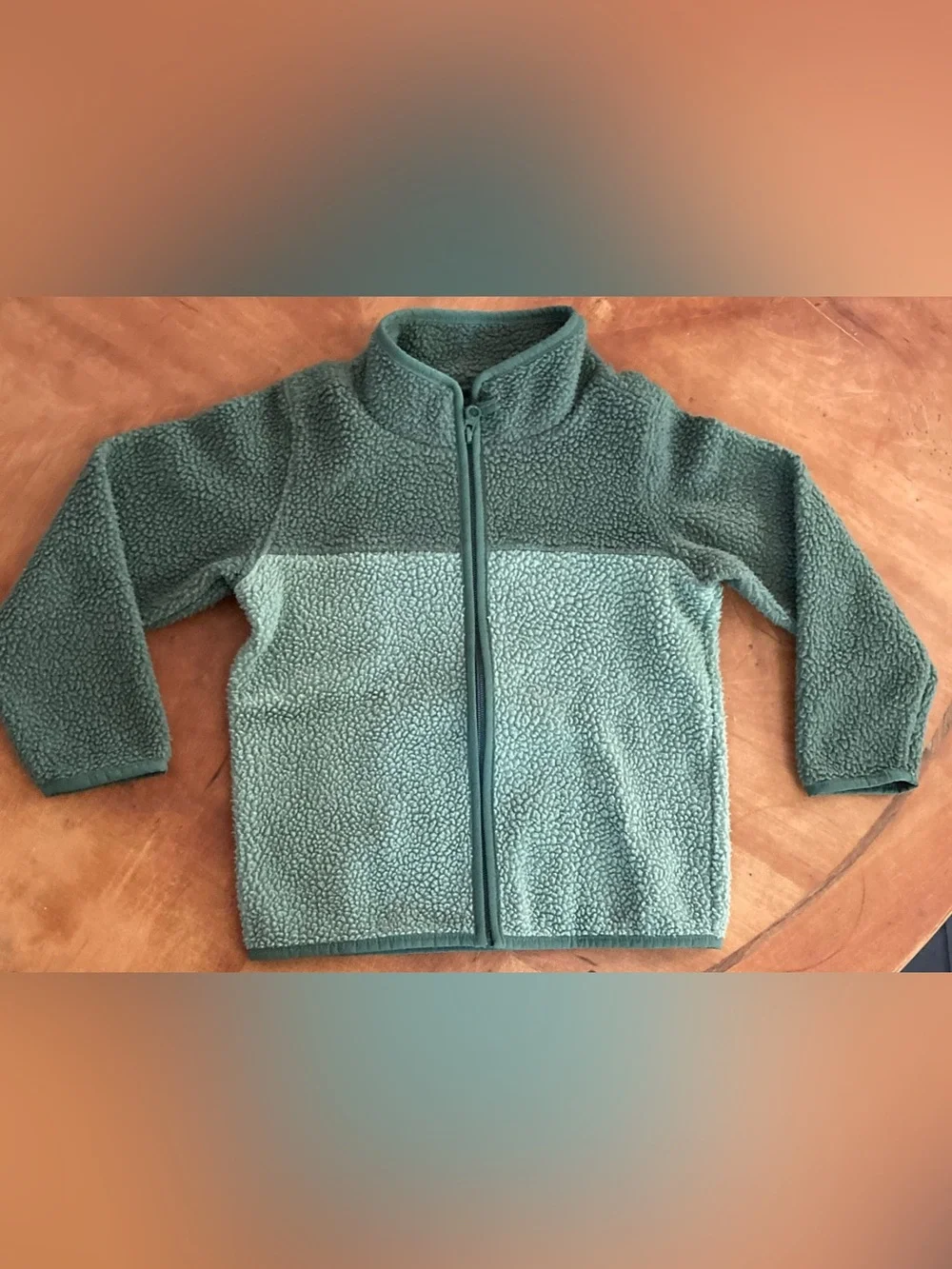 OshKosh B'gosh Toddler Boys Two-Tone Green Sherpa Fleece Full Zip Jacket Size 5T
